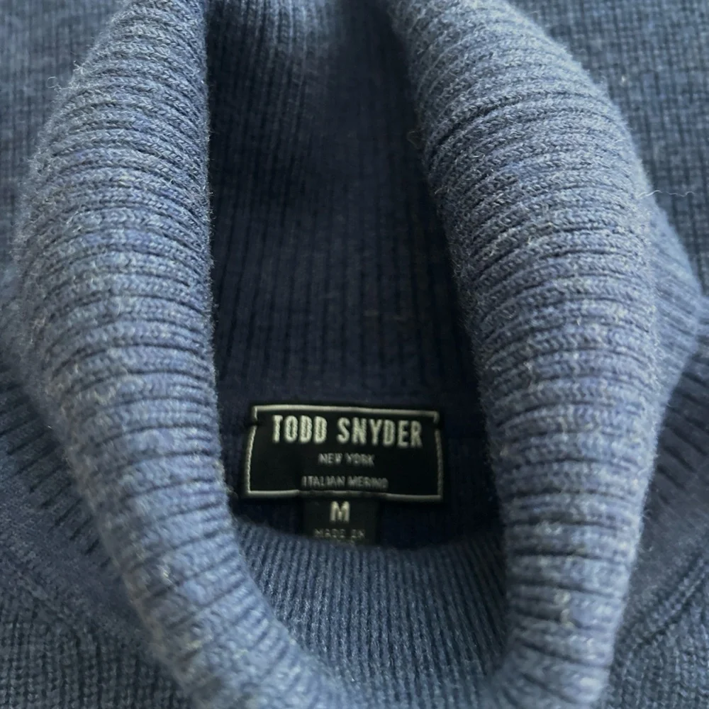 Todd Snyder Sweater Italian Merino Wool Retro Turtle Neck Navy Blue Men's Medium